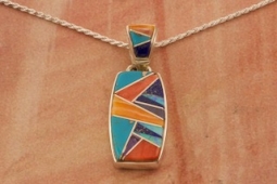 Calvin Begay Genuine Gemstone Sterling Silver Reversible Pendant